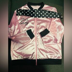 Pink lady jacket and neck scarf